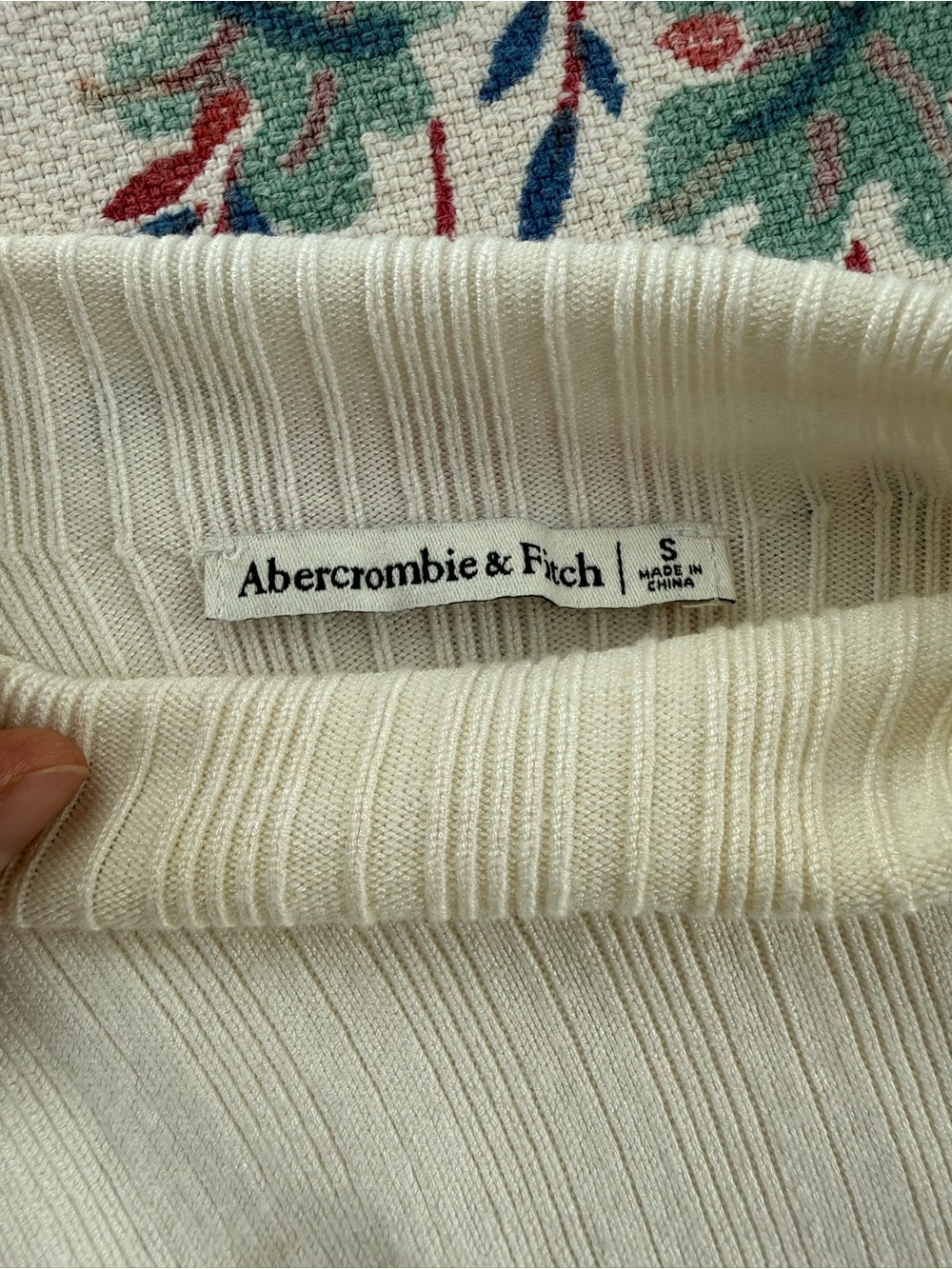 Abercrombie & Fitch Ivory Ribbed Knit Bodysuit